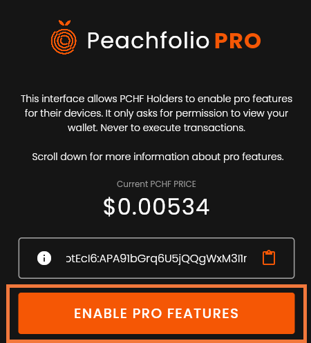 Enable Peachfolio Pro features